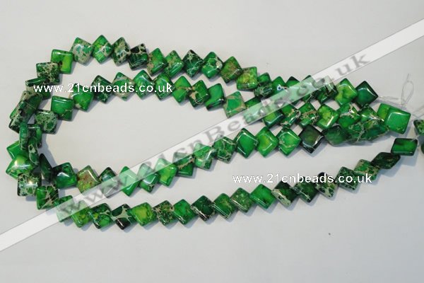 CDT204 15.5 inches 10*10mm diamond dyed aqua terra jasper beads
