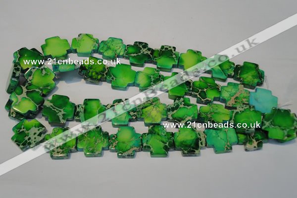 CDT211 15.5 inches 22*22mm cross dyed aqua terra jasper beads