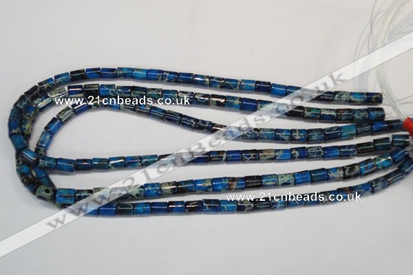 CDT227 15.5 inches 6*8mm tube dyed aqua terra jasper beads