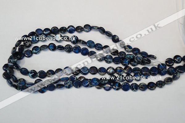 CDT230 15.5 inches 10mm flat round dyed aqua terra jasper beads