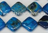 CDT248 15.5 inches 16*16mm diamond dyed aqua terra jasper beads