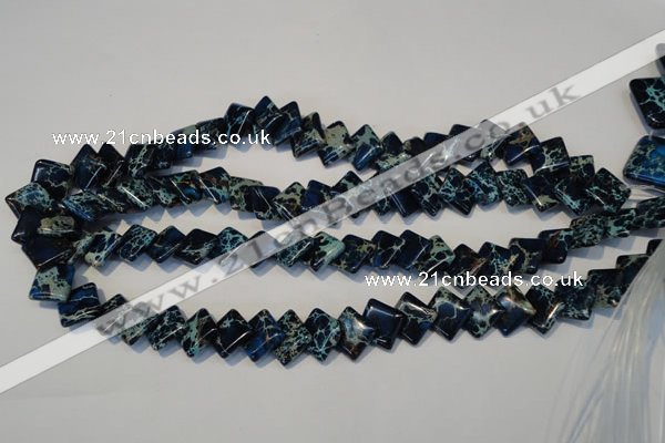 CDT255 15.5 inches 12*12mm diamond dyed aqua terra jasper beads