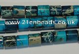 CDT280 15.5 inches 8*8mm tube dyed aqua terra jasper beads