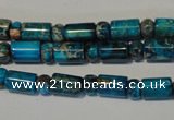 CDT288 15.5 inches 3*6mm rondelle & 6*9mm tube dyed aqua terra jasper beads