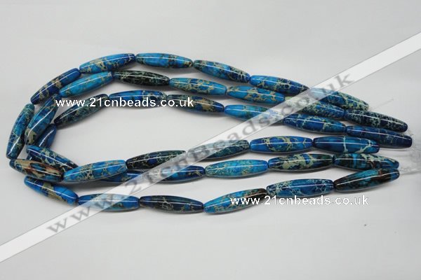 CDT291 15.5 inches 8*30mm rice dyed aqua terra jasper beads