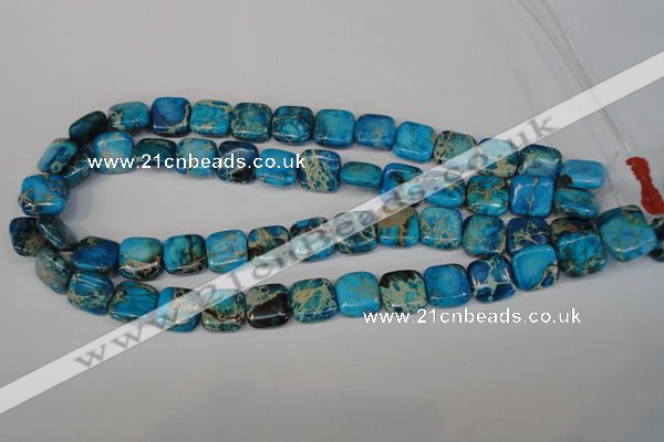 CDT300 15.5 inches 14*14mm square dyed aqua terra jasper beads