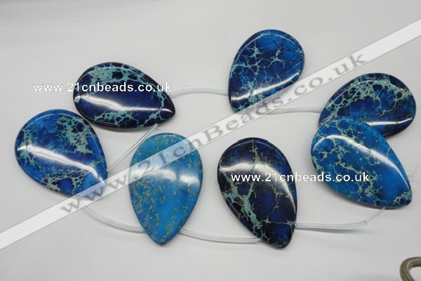 CDT346 Top-drilled 40*60mm flat teardrop dyed aqua terra jasper beads