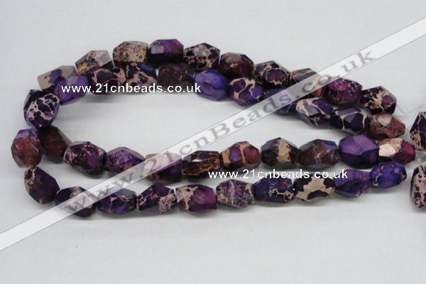 CDT38 15.5 inches 14*18mm faceted nuggets dyed aqua terra jasper beads