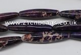 CDT383 15.5 inches 7*30mm rice dyed aqua terra jasper beads