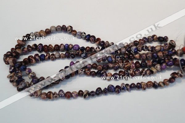 CDT390 15.5 inches 6*9mm nugget dyed aqua terra jasper beads