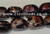 CDT395 15.5 inches 12*16mm nugget dyed aqua terra jasper beads