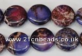 CDT408 15.5 inches 16mm flat round dyed aqua terra jasper beads