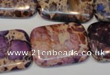 CDT440 15.5 inches 20*30mm rectangle dyed aqua terra jasper beads