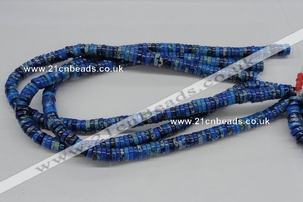 CDT51 15.5 inches 3*10mm coin dyed aqua terra jasper beads