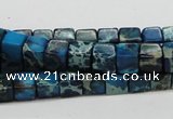 CDT52 15.5 inches 6*6mm cube dyed aqua terra jasper beads wholesale