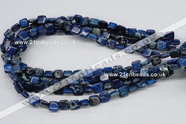 CDT54 15.5 inches 10*10mm square dyed aqua terra jasper beads