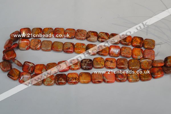 CDT540 15.5 inches 14*14mm square dyed aqua terra jasper beads