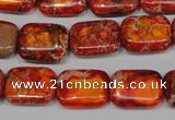 CDT553 15.5 inches 12*16mm rectangle dyed aqua terra jasper beads