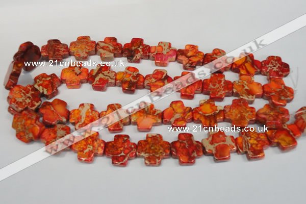 CDT563 15.5 inches 20*20mm cross dyed aqua terra jasper beads