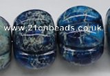 CDT60 15.5 inches 26*35mm pumpkin dyed aqua terra jasper beads