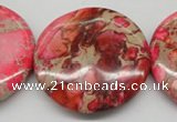 CDT661 15.5 inches 40mm flat round dyed aqua terra jasper beads