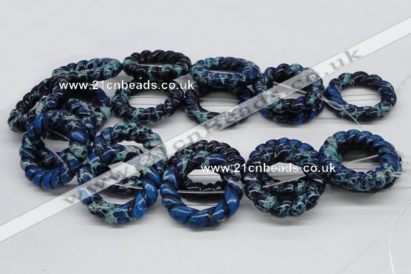 CDT67 15.5 inches 40mm donut shaped dyed aqua terra jasper beads