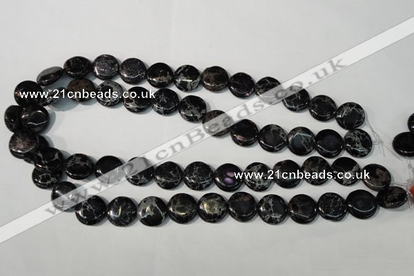 CDT688 15.5 inches 15mm flat round dyed aqua terra jasper beads