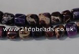 CDT705 15.5 inches 6*8mm nuggets dyed aqua terra jasper beads