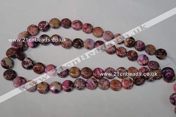 CDT706 15.5 inches 14mm flat round dyed aqua terra jasper beads