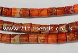 CDT735 15.5 inches 6*6mm tube dyed aqua terra jasper beads