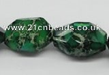 CDT79 15.5 inches 18*28mm faceted nuggets dyed aqua terra jasper beads