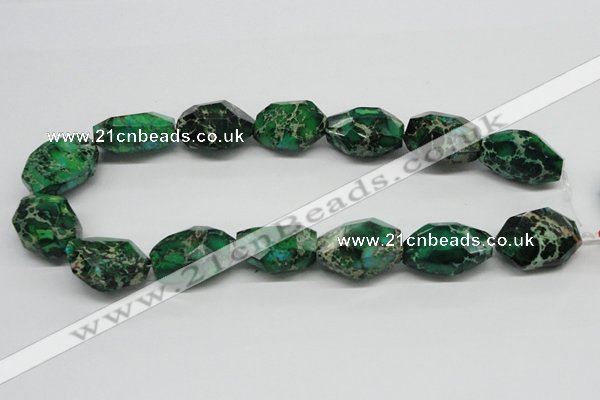 CDT79 15.5 inches 18*28mm faceted nuggets dyed aqua terra jasper beads