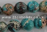 CDT806 15.5 inches 14mm round dyed aqua terra jasper beads wholesale