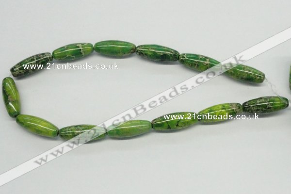 CDT89 15.5 inches 12*30mm rice dyed aqua terra jasper beads