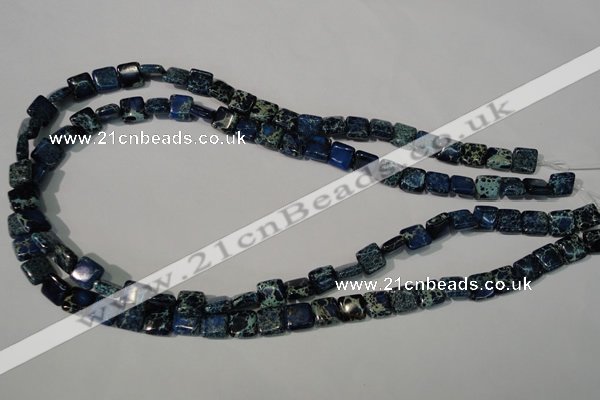 CDT901 15.5 inches 8*8mm square dyed aqua terra jasper beads