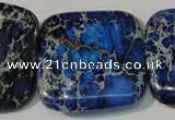 CDT903 15.5 inches 34*34mm square dyed aqua terra jasper beads