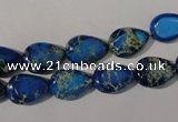 CDT915 15.5 inches 9*13mm flat teardrop dyed aqua terra jasper beads