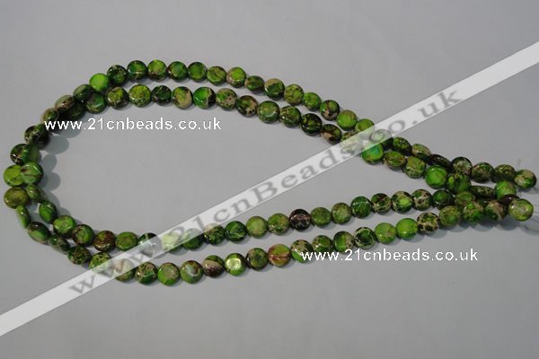 CDT935 15.5 inches 8mm flat round dyed aqua terra jasper beads