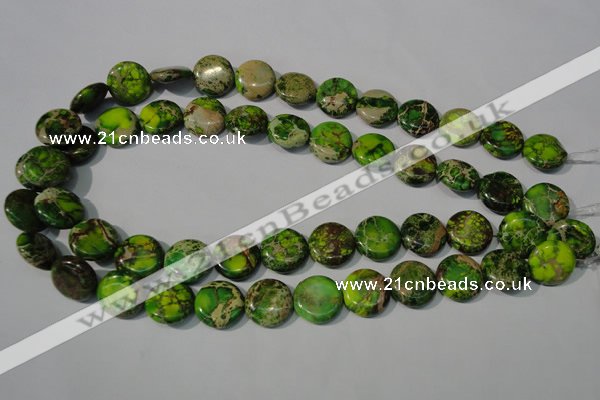 CDT937 15.5 inches 16mm flat round dyed aqua terra jasper beads