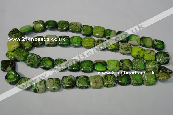 CDT945 15.5 inches 16*16mm square dyed aqua terra jasper beads