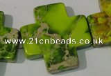 CDT953 15.5 inches 35*35mm cross dyed aqua terra jasper beads