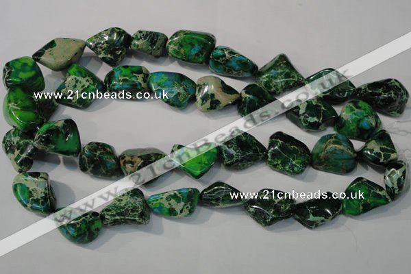 CDT961 15.5 inches 18*20mm nuggets dyed aqua terra jasper beads