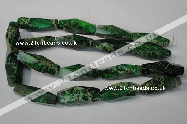 CDT965 15.5 inches 15*45mm faceted rice dyed aqua terra jasper beads