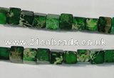 CDT969 15.5 inches 6*6mm cube dyed aqua terra jasper beads