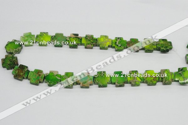 CDT97 15.5 inches 18*18mm cross dyed aqua terra jasper beads