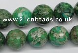 CDT98 15.5 inches 14mm faceted round dyed aqua terra jasper beads