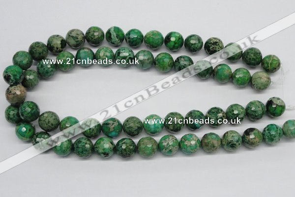 CDT98 15.5 inches 14mm faceted round dyed aqua terra jasper beads