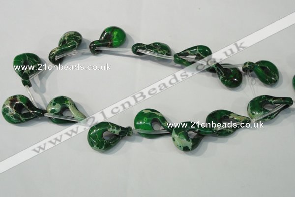 CDT980 15.5 inches 19*29mm petal shaped dyed aqua terra jasper beads