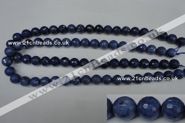 CDU113 15.5 inches 10mm faceted round blue dumortierite beads