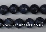 CDU114 15.5 inches 12mm faceted round blue dumortierite beads